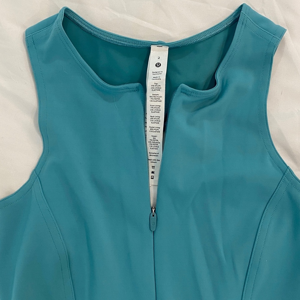 Teal, Sleeveless, Open back Lululemon Tennis Dress, Size 2 - Picture 3 of 6